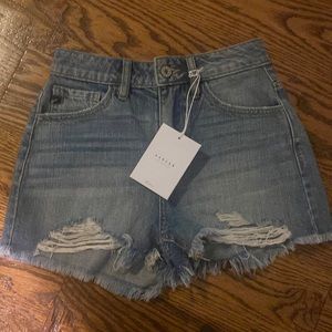 KanCan High-Rise Destroyed Mom Denim Shorts